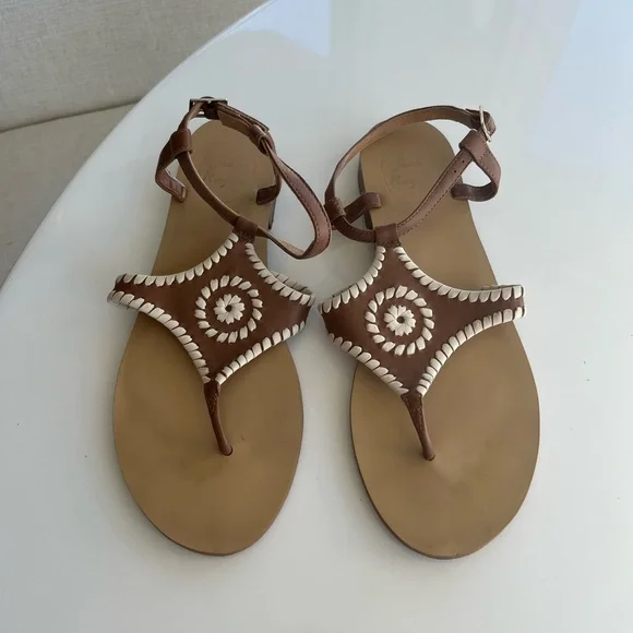 Jack Rogers sandals size 8, brown and white leather - Picture 13 of 14